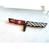 AUTO 1PC Black Rear Gas Lid Crossed Flag Emblem Badge