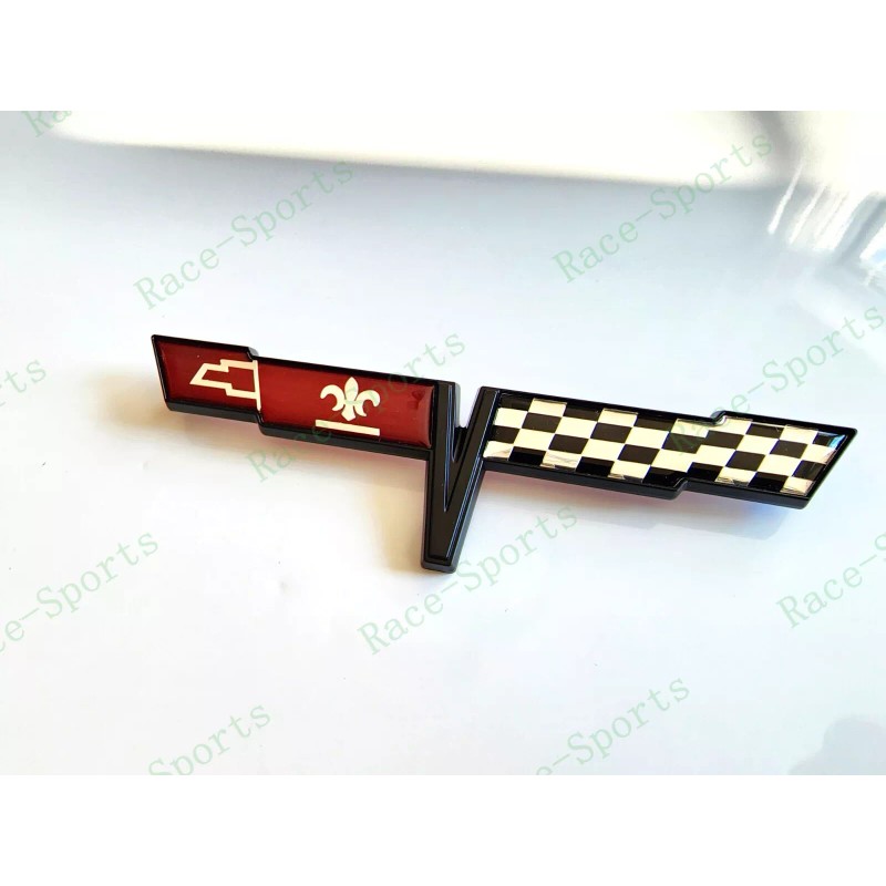 AUTO 1PC Black Rear Gas Lid Crossed Flag Emblem Badge