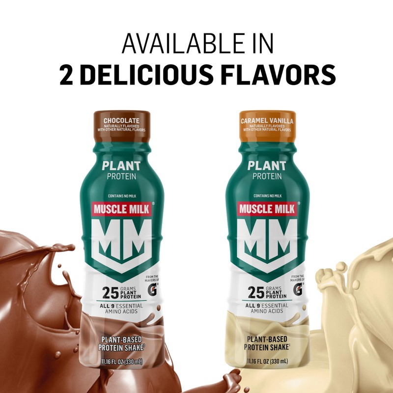 Muscle Milk Plant Based Protein Shake, Vanilla Caramel, 11.16 Fl