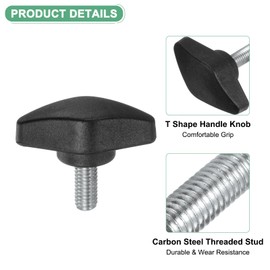 M METERXITY 4-Pack Thumb Screws, M6x14mm Tee Wing Knobs, Plastic T Handles Clamping Knob for Woodworking/Machinery/Equipment, Tightening Thread Thumbscrew [Black]