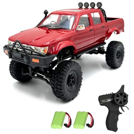 Dodoore RC Rock Crawler WPL C64-1 RC Truck, 1:16 Scale 2.4GHz Remote Control Truck, 4WD All Terrain Off-Road RC Crawler with LED Lights and 2 Rechargeble Batteries for Adults (Red)