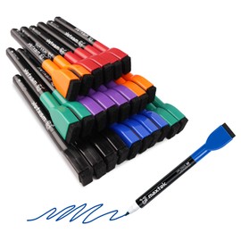 maxtek 24 Count Magnetic Dry Erase Markers, Fine Tip, 6 Colors Whiteboard Markers with Built-in Eraser, Low Odor Thin Markers