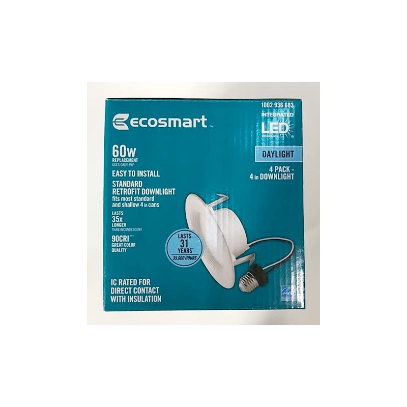 LootHive 4-INCH White Integrated LED Recessed Trim, Daylight (4-Pack)