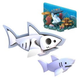 HALFTOYS White Shark Magnetic 3D Puzzle | Early Learning Interactive Brain Teaser Toys | Birthday Gifts for Kids | Educational Toy Set for Boys & Girls | Ocean Animals Figurines for Ages 3+