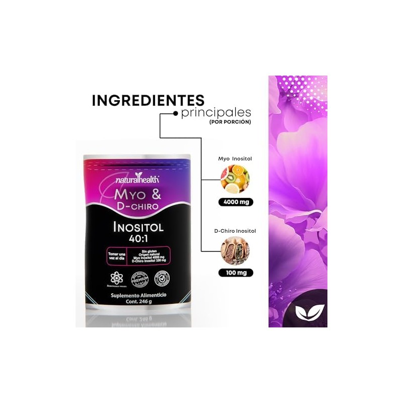 Natural Health. Myo D-Chiro Inositol Ratio 401. Polvo 246 g.