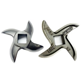 #12 Meat Grinder Blade Stainless Steel Knife Cutter Replacement, Please check the size and shape(2 PCS)