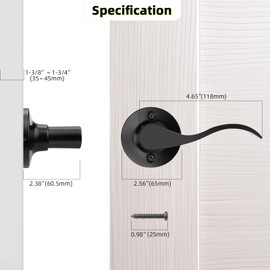 GOBEKOR 2 Pack Matte Black Dummy Lever Wave Style Door Handle for Closets and Pantry Single Side Dummy Handles Non-Turning Right Handed Dummy Levers