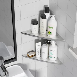 Qeke 2 Pack Corner Shower Shelf Brushed, 11.5" Recessed Tile Shower Shelf