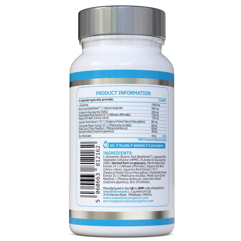 L-Glutamine Complex with Butyric Acid, Glucosamine (N-Acetyl-D), Marshmallow Root, Slippery