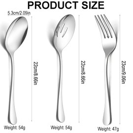 Serving Spoons, Cutlery Set, 3 Pieces Stainless Steel Soup Spoons Set, Serving Spoons, Slotted Spoons, Serving Fork, Table Spoons for Buffet Party Banquet Cooking Kitchen Utensils