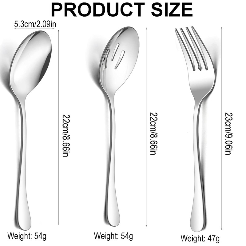Serving Spoons, Cutlery Set, 3 Pieces Stainless Steel Soup Spoons