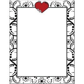 Red Heart & Flowers Letterhead Laser & Inkjet Printer Paper (25 Pack)