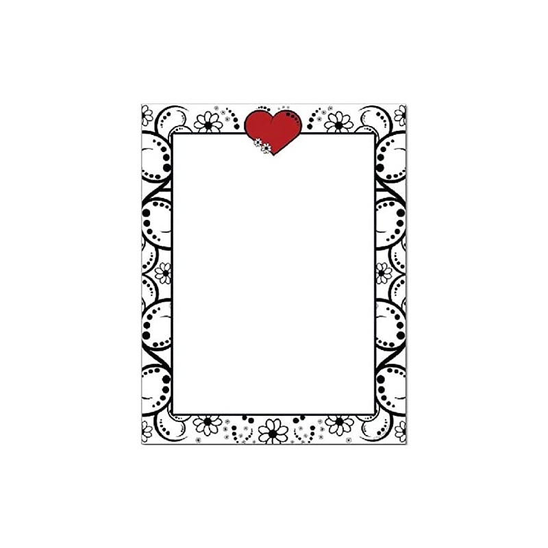 Red Heart & Flowers Letterhead Laser & Inkjet Printer Paper