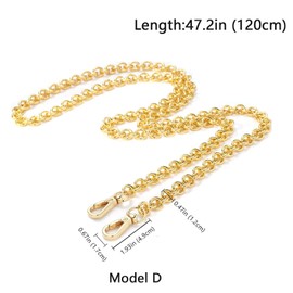 jiesinlov Purse Chain Strap CrossBody Handbag Gold Chains Shoulder Bag Strap Replacement,with Metal Buckles (D 47.2in)