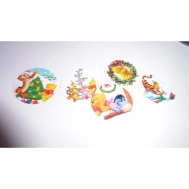 Unbranded Pre Cut One Inch Bottle CHRISTAS HOLIDAY WINNIE THE POOH  Free Shipping - photo, 40 images