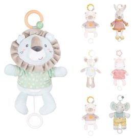 Kikkaboo Baby-Plüsch-Spieluhr Stofftier Aufzieh-Spieluhr C-Ring Einschlafhilfe, Farbe:beige/grün