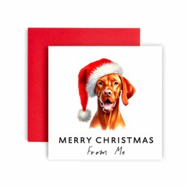 Huxters Christmas Card from the Dog – Vizsla - Merry Christmas to Dog Mum and Dog Dad – Christmas Card from the Dog to Friends Family First Christmas (Vizsla)