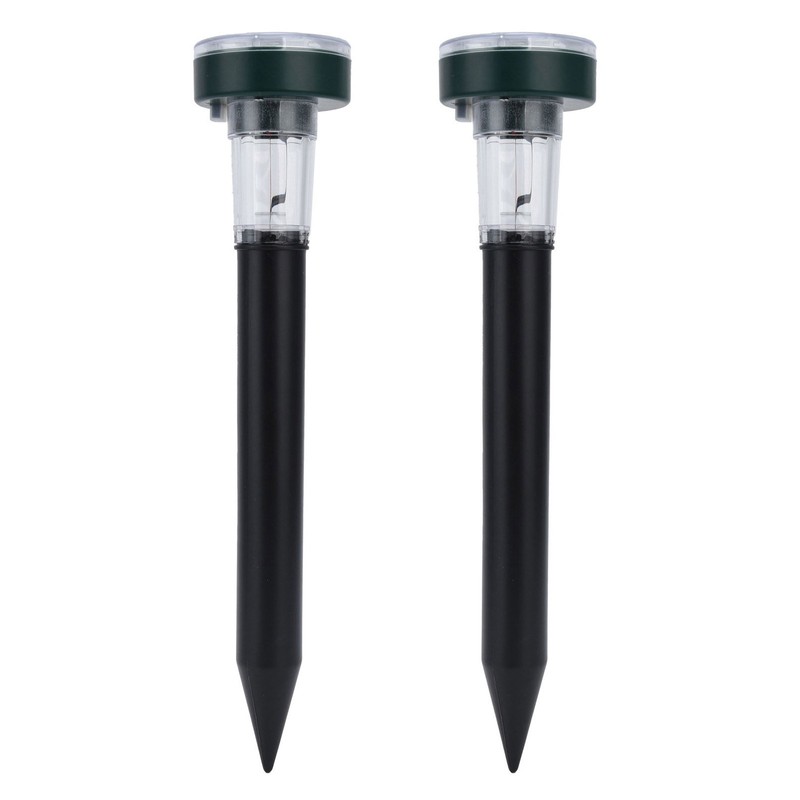 2PCS LED Mouse Expeller Ultrasonic Solar Snake Repeller Ground Insertion
