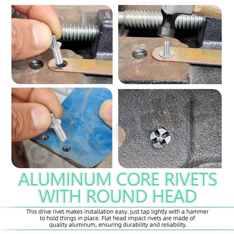 Keadic 50Pcs M6.4 * 15 Countersunk Aluminum Core Rivets with