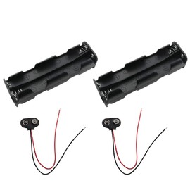 DGZZI Paquete de 2 soportes de batería AA de dos capas con cables y conector de clip en forma de I, 8 pilas AA