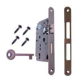 ZENTRO Series Interior Door Lock (Fr. 22 x 196, In. 90, En. 50, Qu. 8, Key Chain, Bronze, Varnished)