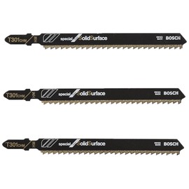 BOSCH T301CHM3 3-Piece 4-5/8 In. 8 TPI Special for Solid Surface T-Shank Jig Saw Blades,Black