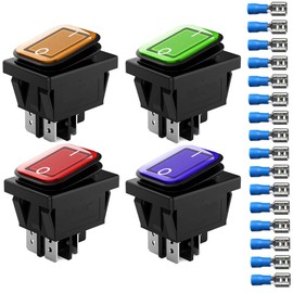 Gebildet 4pcs 12V 20A Waterproof Rocker Toggle Switch with LED Indicator, 4 Pin 2 Position DPST ON-Off Switch for Car Truck Motorcycle Boat Marine (Red Yellow Blue Green)