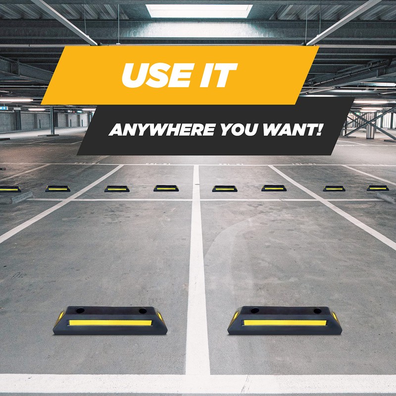 VaygWay Heavy Duty Rubber Parking Curb Guide –Car Block -