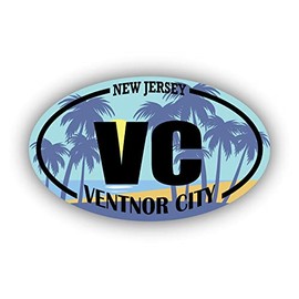 VC Ventnor City New Jersey | Beach Landmark Stickers | Ocean, Sea, Lake, Sand, Surfing, Paddleboarding | Perfect for Cars, Windows, laptops, flasks, Water Bottles, Luggage