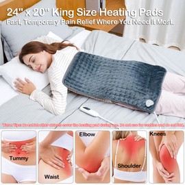 Heating Pads with Auto Shut Off Large, 6 Heat Settings Electric Heated Pad 24" x 20"
