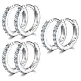 LuLiyLdJ Set of 3 Pairs Hoop Earrings, Silver Women's Earrings, Small Hoop Earrings for Women, Small Sleeping Hoop Earrings, Hypoallergenic Earrings