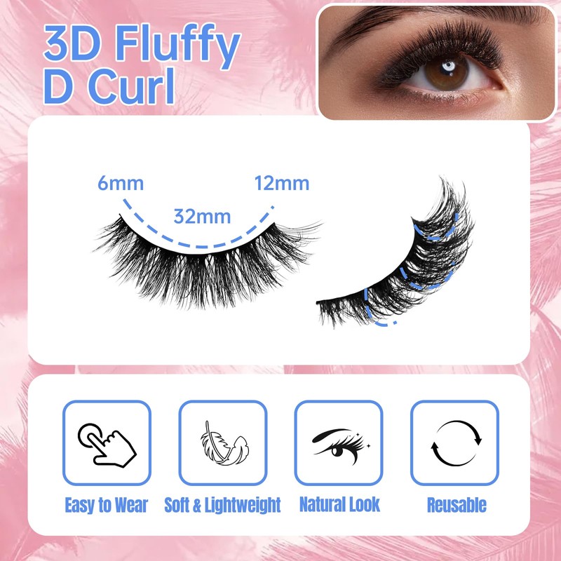 Fake Eyelashes Fluffy Strip Lashes Mink False Lashes Comfortable False