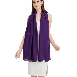 Nonakgado 100% silk head scarf-100% mulberry silk long neck scarf for women travel hijab beach shawl (CJ-Dark Purple)