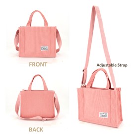 UERRUAM Cord Bag Women's Shoulder Bag Crossbody Bag Tote Bag Handbag Shopper Work Office Travel Shopping, Peach Pink