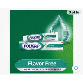 Super Poligrip Denture Adhesive Cream, Zinc Free Full Size 2.5 Ounces