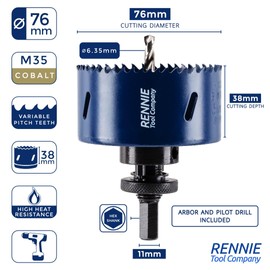 76mm Hole Saw Bi-Metal With Arbor And Pilot Drill For Drilling/Cutting Wood, Plastic, Metal Sheet, Stainless Steel, Pipes, Drywall, Circular Holesaw Set M35 5% Cobalt Bi Metal Hole Cutter