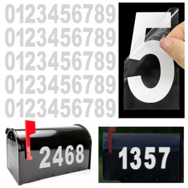 4 inch Silver White Reflective Mailbox Numbers for Outside, 50 Pcs Vinyl Waterproof Numbers Stickers Mailbox Decals for Signs Door Cars Trucks Home Business Address Number