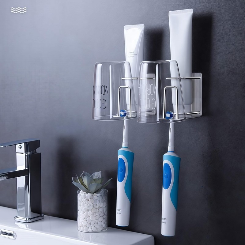HANZE Toothbrush Holder 304 Stainless Steel Adhesive Wall Mounted 3