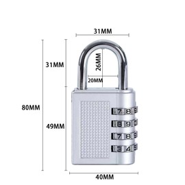 HRLORK Combination Padlock 1 Packs School Locker Lock Outdoor Weatherproof Digit Padlock Resettable Code Lock Silver