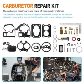 Carburetor Rebuild Kit 3302-804844002 1389-9562A1 1389-9563A1 for Mercruiser Marine 2 Barrel 165Hp (For Merc 3.7L, 224 cid, Inline 4)0B434941-0B774251 1987 by Acupress