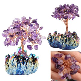 Nupuyai Edelstein Baum Dekoration Geldbaum Baum des Lebens Glücksbaum Kristallbaum für Feng Shui Wohnzimmer Deko