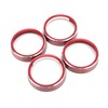 4pcs A/C Air Vent Knob Trims Rings Red Aluminum Alloy