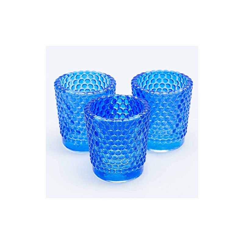 Richland Votive Candle Holders Hobnail Blue Set of 12