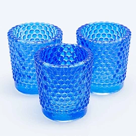 Richland Votive Candle Holders Hobnail Blue Set of 12