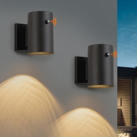 Laplusbelle 2-Pack Dusk to Dawn Outdoor Lighting, Waterproof Aluminum Exterior Porch Sconces with photocell, Modern Black Outdoor Light Fixture Wall Mount for Patio Garage Deck Outside