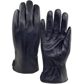 ZLUXURQ Soft Lambskin Leather Driving Gloves Fleece Lined for Men in Black