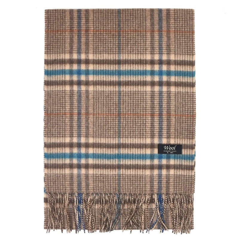 Rachel Wool Scarf, Men's, Unisex, Checkered Pattern, Stole, Cold Protection,