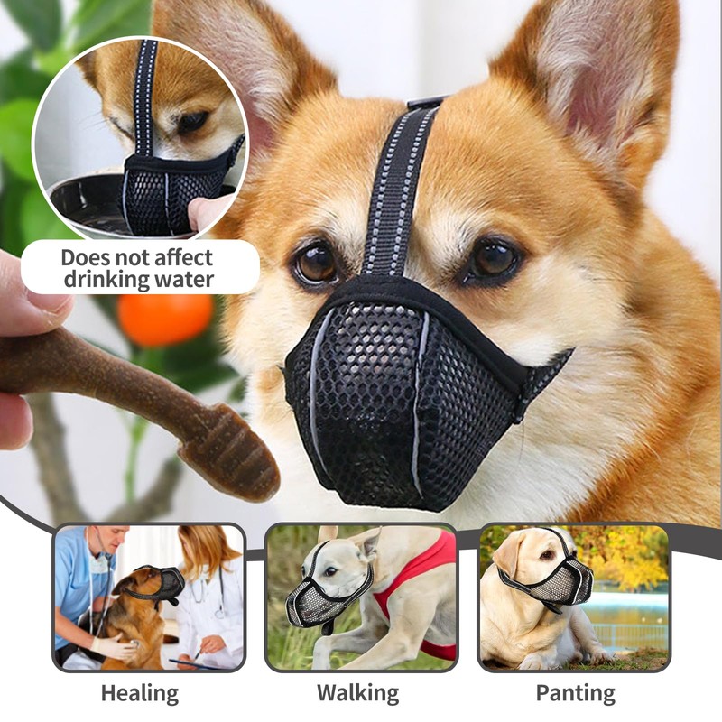 VZU Muzzle for Dogs, Breathable, Reflective, Adjustable Dog Muzzle for