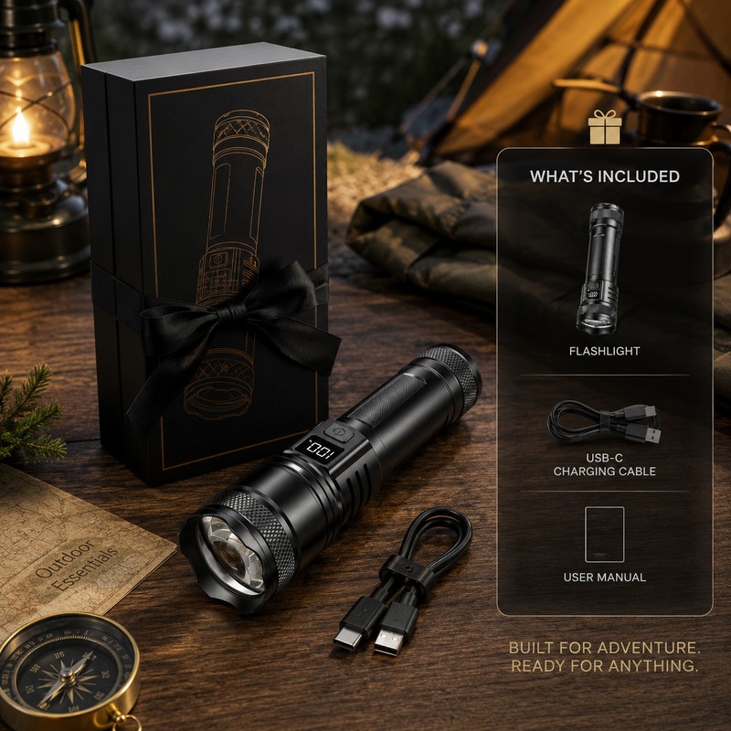 Rechargeable LED Flashlight for Emergency Use – Zoomable Multi-Mode Torch