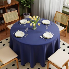 Zdada Blue Round Table Cloth, 274cm/108Inch Large Circular Table Cloths, Polyester Fabric Washable Tablecloth Dining Table Cover For Banquet Party Home